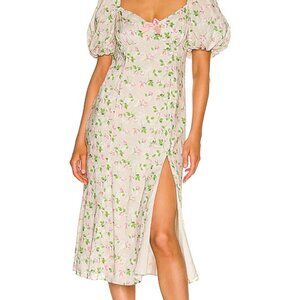 Medium LPA Hartley Dress in Vanessa print, puff sleeves, midi slit dress, floral